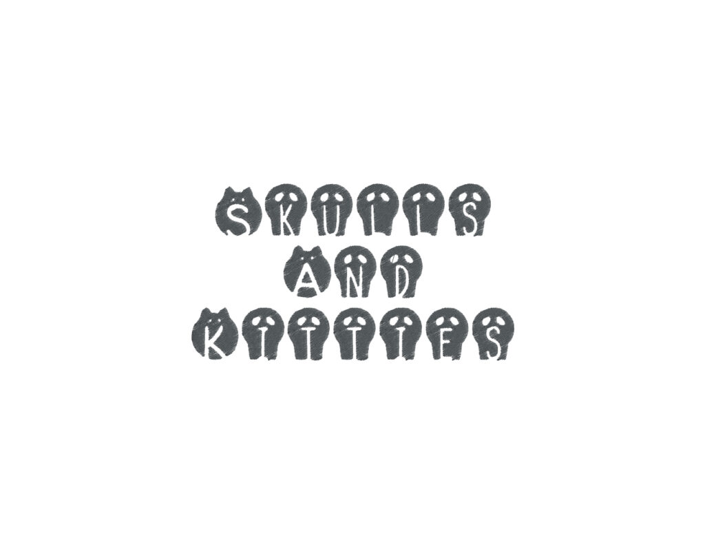 Skulls And Kitties Embroidery Font