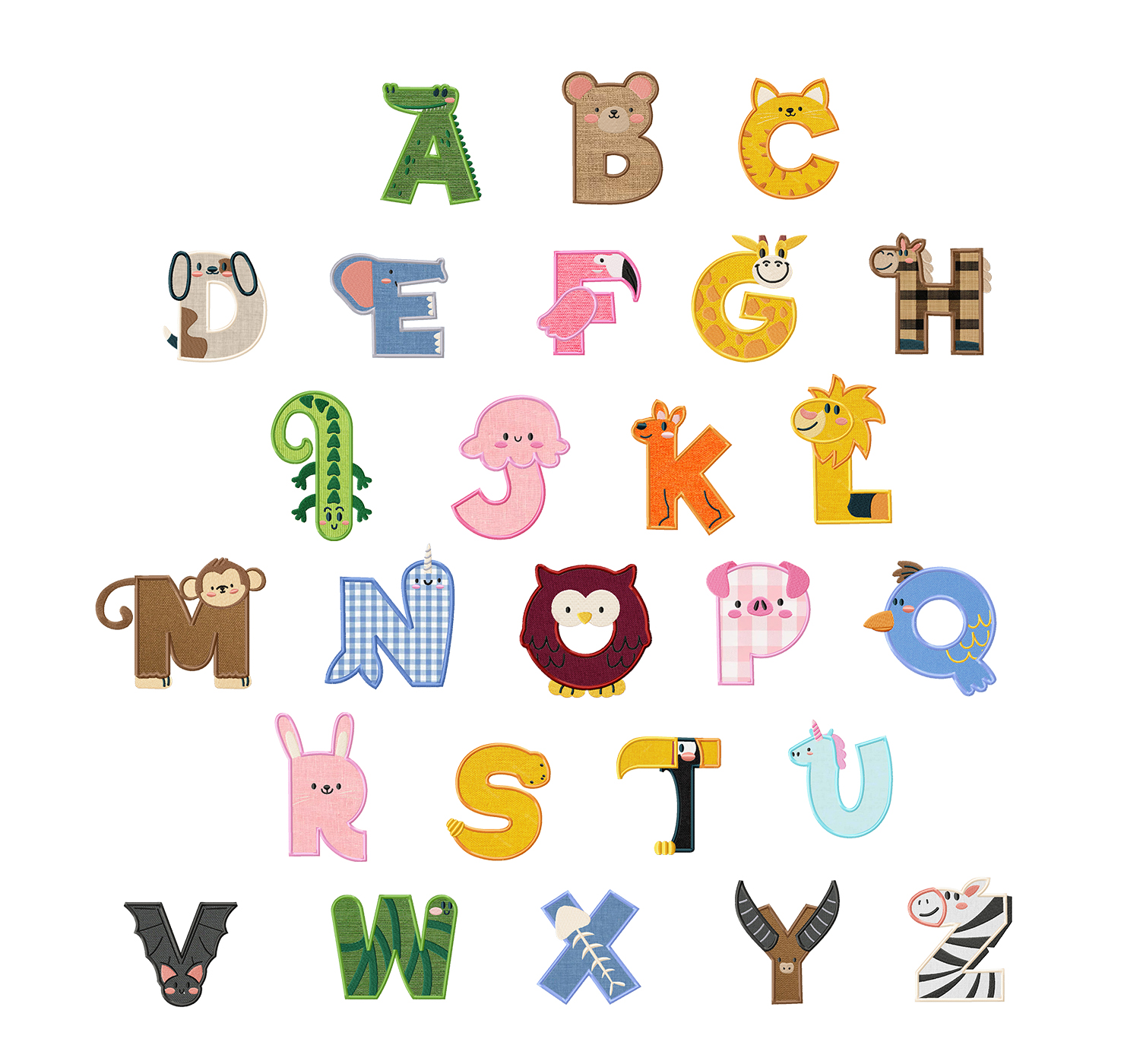 Cute Animal Embroidery Applique Font – Embroidery Font Club