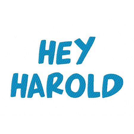 Hey Harold Embroidery Font
